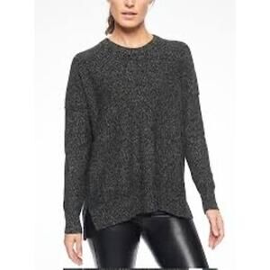 Athleta Perspective Wool Cashmere Crew Sweater In Black‎ Marl Size Small